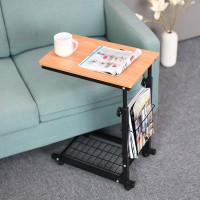 PHANCIR Adjustable Overbed Bedside Table with Wheels - Height Adjustable - Non-Tilting Surface - Smooth-Rolling Design - Suitable for Home & Hospital Use - Woodgrain Laminate Top(Antique Oak) PHANCIR Adjustable Overbed Bedside Table with Wheels - Height Adjustable - Non-Tilting Surface - Smooth-Rolling Design - Suitable for Home & Hospital Use - Woodgrain Laminate Top(Antique Oak)