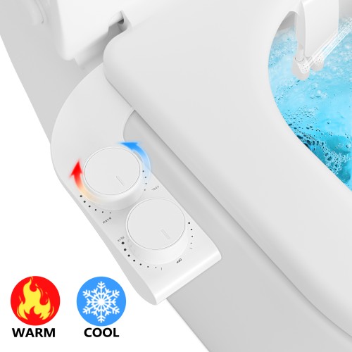 PHANCIR Warm & Cold Water Bidet Attachment for Toilet Seat, Ultra-Slim Non-Electric Toilet Seat Attachment, Rear and Feminine Wash Self-Cleaning