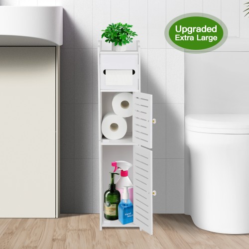 PHANCIR Toilet Paper Holder Stand, Small Bathroom Storage Cabinet for Toilet Paper Storage