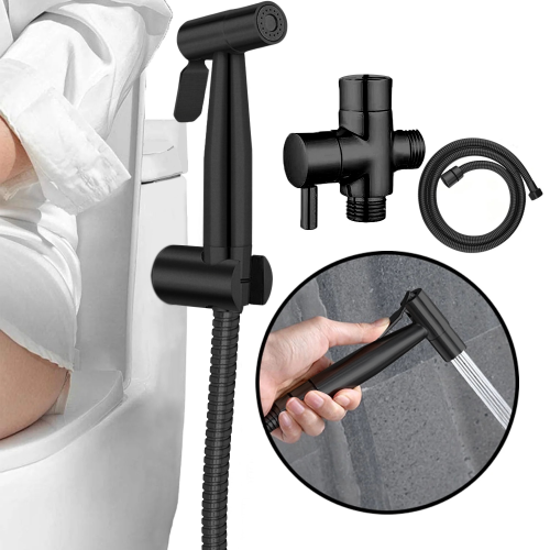 PHANCIR 2 Pack Handheld Bidet Sprayer for Toilet, Stainless Steel Bidet Attachment for Feminine Wash, Black