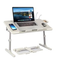 PHANCIR Height & Angle Adjustable Lap Desk, Laptop Stand Bed Tray with USB Fan & LED Light, Foldable Laptop Desk for Couch Sofa Floor, Gray PHANCIR Height & Angle Adjustable Lap Desk, Laptop Stand Bed Tray with USB Fan & LED Light, Foldable Laptop Desk for Couch Sofa Floor, Gray