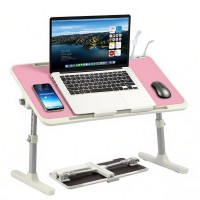 PHANCIR Height & Angle Adjustable Lap Desk, Laptop Stand Bed Tray with USB Fan & LED Light, Foldable Laptop Desk for Couch Sofa Floor, Pink PHANCIR Height & Angle Adjustable Lap Desk, Laptop Stand Bed Tray with USB Fan & LED Light, Foldable Laptop Desk for Couch Sofa Floor, Pink