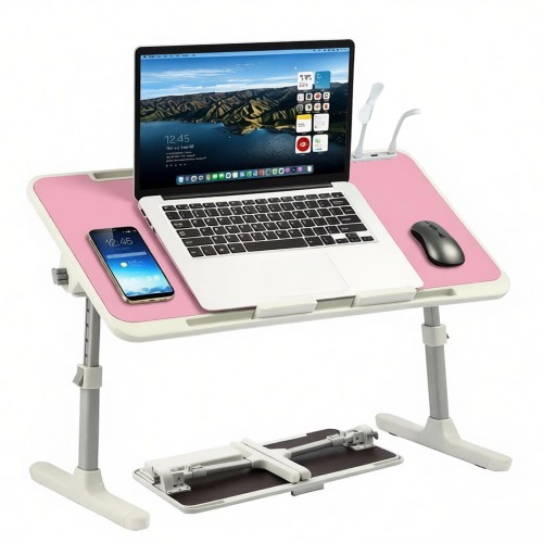 PHANCIR Height & Angle Adjustable Lap Desk, Laptop Stand Bed Tray with USB Fan & LED Light, Foldable Laptop Desk for Couch Sofa Floor, Pink PHANCIR Height & Angle Adjustable Lap Desk, Laptop Stand Bed Tray with USB Fan & LED Light, Foldable Laptop Desk for Couch Sofa Floor, Pink