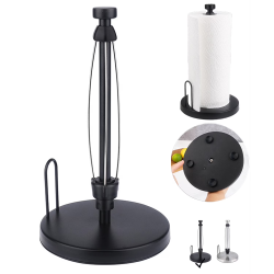 PHANCIR Metal Paper Towel Holder, Non-Slip Base Countertop Stand, One-Handed Operation, Black