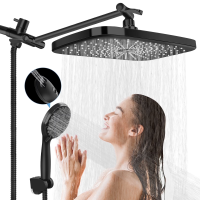 PHANCIR 12 Inch Rain Shower Head Combo, High Pressure Rainfall with Ajustable Extension Arm, 7 Modes Handheld Showerhead for Bathroom, Black PHANCIR 12 Inch Rain Shower Head Combo, High Pressure Rainfall with Ajustable Extension Arm, 7 Modes Handheld Showerhead for Bathroom, Black