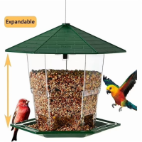 PHANCIR Bird Feeder for Outdoor Hanging, Expandable 7.8'' Tall Latch Feature, Heavy Duty Bird Feeders for Outside, Garden Yard Decoration for House, Green PHANCIR Bird Feeder for Outdoor Hanging, Expandable 7.8'' Tall Latch Feature, Heavy Duty Bird Feeders for Outside, Garden Yard Decoration for House, Green
