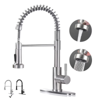PHANCIR Kitchen Faucet with Pull Down Sprayer, Brushed Nickel Commercial Spring Kitchen Sink Single Handle Pull Out Sink Faucets with Deck Plate Suit to 1 or 3 Holes PHANCIR Kitchen Faucet with Pull Down Sprayer, Brushed Nickel Commercial Spring Kitchen Sink Single Handle Pull Out Sink Faucets with Deck Plate Suit to 1 or 3 Holes