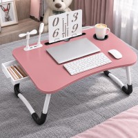 PHANCIR Folding Lap Desk with USB Fan and Reading Light, 23.6 Inch Portable Wood Laptop Desk Table with Slots/Cup Holder/Drawer, Anti-Slip for Reading Writing Eating Watching, Pink PHANCIR Folding Lap Desk with USB Fan and Reading Light, 23.6 Inch Portable Wood Laptop Desk Table with Slots/Cup Holder/Drawer, Anti-Slip for Reading Writing Eating Watching, Pink
