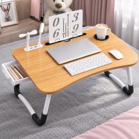 PHANCIR Folding Lap Desk with USB Fan and Reading Light, 23.6 Inch Portable Wood Laptop Desk Table with Slots/Cup Holder/Drawer, Anti-Slip for Reading Writing Eating Watching, Walnut PHANCIR Folding Lap Desk with USB Fan and Reading Light, 23.6 Inch Portable Wood Laptop Desk Table with Slots/Cup Holder/Drawer, Anti-Slip for Reading Writing Eating Watching, Walnut