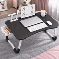 PHANCIR Folding Lap Desk with USB Fan and Reading Light, 23.6 Inch Portable Wood Laptop Desk Table with Slots/Cup Holder/Drawer, Anti-Slip for Reading Writing Eating Watching, Blak PHANCIR Folding Lap Desk with USB Fan and Reading Light, 23.6 Inch Portable Wood Laptop Desk Table with Slots/Cup Holder/Drawer, Anti-Slip for Reading Writing Eating Watching, Blak