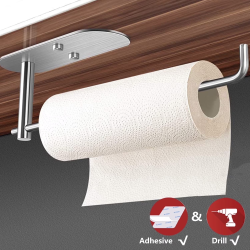 PHANCIR Kitchen Paper Towel Holder Wall Mount Under Cabinet Self Adhesive/Drilling Kitchen Paper Holder Matte Brushed Nickel