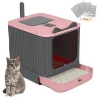 PHANCIR Enclosed Cat Litter Box with Lid, Easy to Clean with Includes Scoop & 4 Charcoal Deodorizer Bags