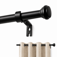 PHANCIR Curtain Rods for Windows 66"-120", 1" Heavy Duty Adjustable Black Curtain Rod with 3 Brackets for Bedroom, Living Room