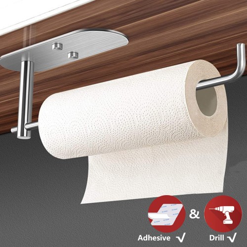 Paper Towel Holder Under Kitchen Cabinet Wall Mount for Kitchen Paper Towel Silver