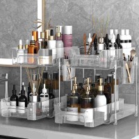 PHANCIR 2 Pack 2 Tier Bathroom Storage Organizer, Multi-Purpose Slide-Out Storage Container,Bathroom Vanity Counter Organizing Tray,Pull Out Kitchen Pantry Shelf Cupboard Closet Vanity Organization