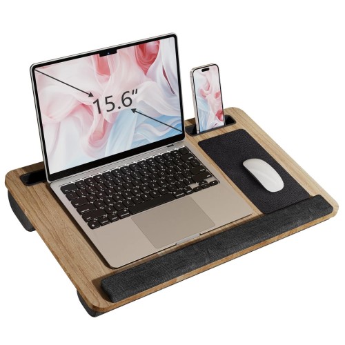 PHANCIR Lap Desk, Fits up to 17 inches Laptop Desk, Built in Mouse Pad & Wrist Pad for Notebook, Laptop, Tablet - Walnut