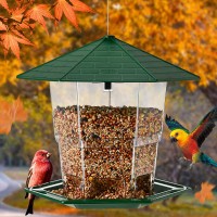 PHANCIR Bird Feeder for Outdoor Hanging, 2.2 Lbs Capacity Latch Feature Heavy Duty Water Resistance Squirrel-Proof Bird Feeders Wild Bird Seed for Outside Garden Yard Decoration Green