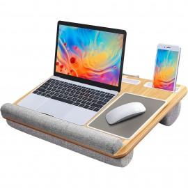 PHANCIR Lap Desk, Fits up to 17 inches Laptop Desk, Built in Mouse Pad & Wrist Pad for Notebook, Laptop, Tablet - Walnut