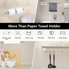 PHANCIR Paper Towel Holders Wall Mount, Kitchen Paper Holder Under Cabinet(Silver)