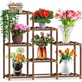 PHANCIR Plant Stand Indoor Outdoor, 7 Pots wood plant flower Shelf Tall Plant Stands for Multiple Plants Large Plant Rack Holder Garden Shelves with accessories for Garden Balcony Patio Living Room
