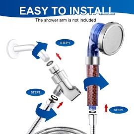 PHANCIR Shower Head with Handheld, High Pressure Shower Head with 3 Water Temperature