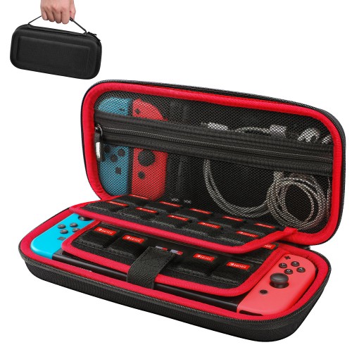 Switch Carrying Case for Nintendo Switch/Switch OLED with 20 Games Cartridges Protective Hard Shell Travel Carrying Case Pouch for Console & Accessories Mario