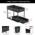 PHANCIR 2-Pack Under Sink Organizer, 2 Tier Multi-Purpose Large Capacity Kitchen Under Sink Organizers And Storage Easy Access Sliding Storage Drawer With Hooks And Hanging Cup For Bathroom Under Sink